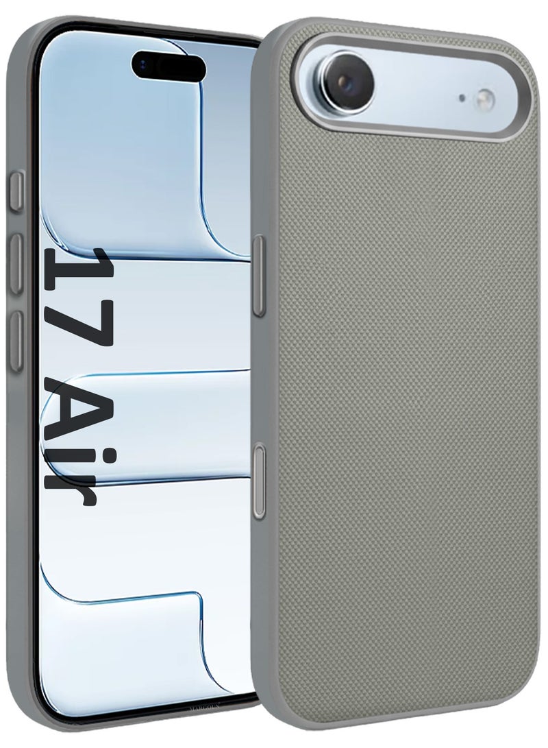 CATANES Vegan Leather Case for iPhone 17 Air - Slim Protective Back Cover with Raised Edge Screen & Camera Protection- Gray - Image 2